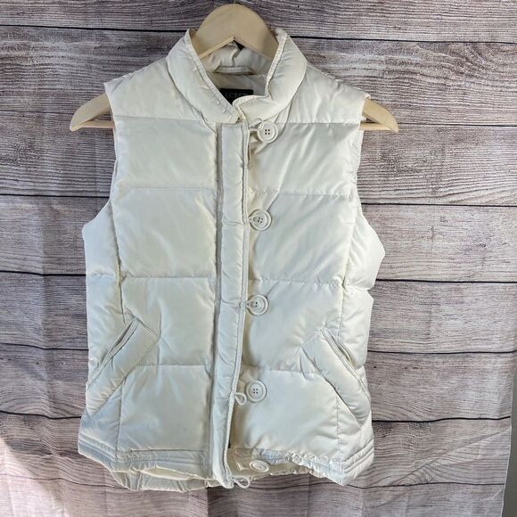 J. Crew Ivory Button And Zip Front Puffer Vest Sz XS - Picture 3 of 7